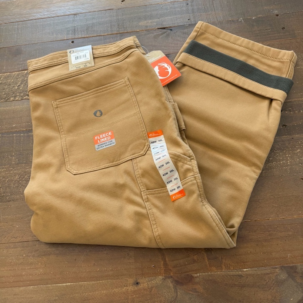 American Outdoorsman Fleece Bonded Canvas Carpenter Pant 32” inseam